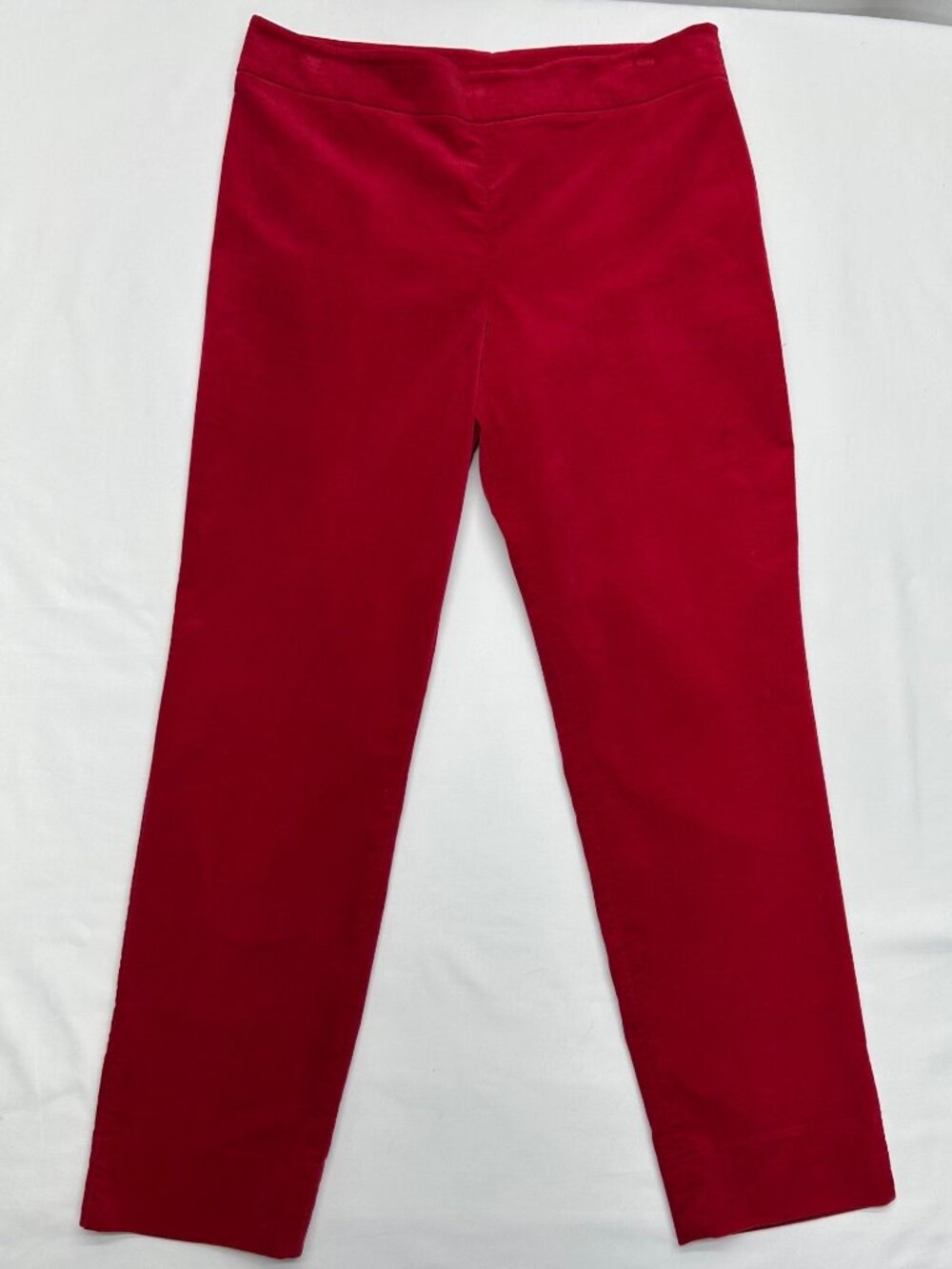 Chatham Ankle Red Velvet Pants Women's 12 Slim Fit Side Zip By Talbots Holiday F